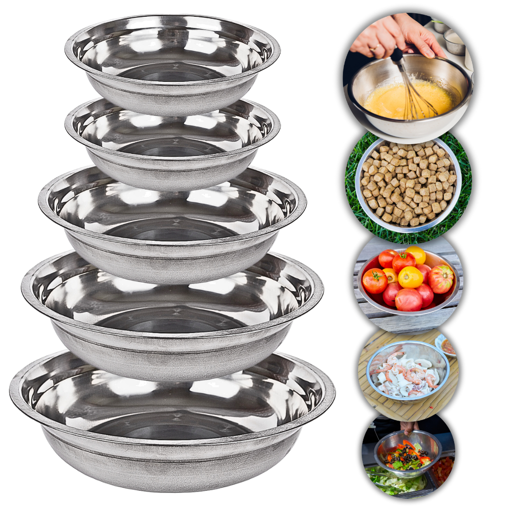 Conjunto Jogo 5 Tigelas Bacia Bowls Multiuso Em Inox Cozinha em Oferta na Shopee