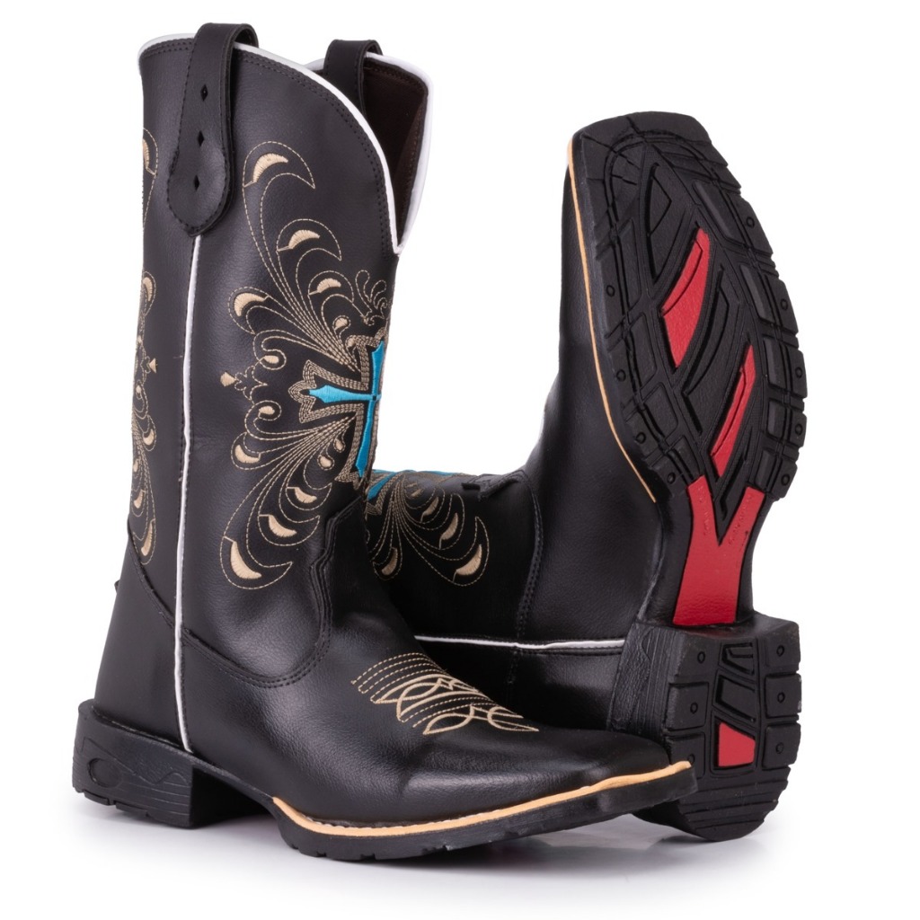 Bota Texana Feminina Country Cruz Normal Azul