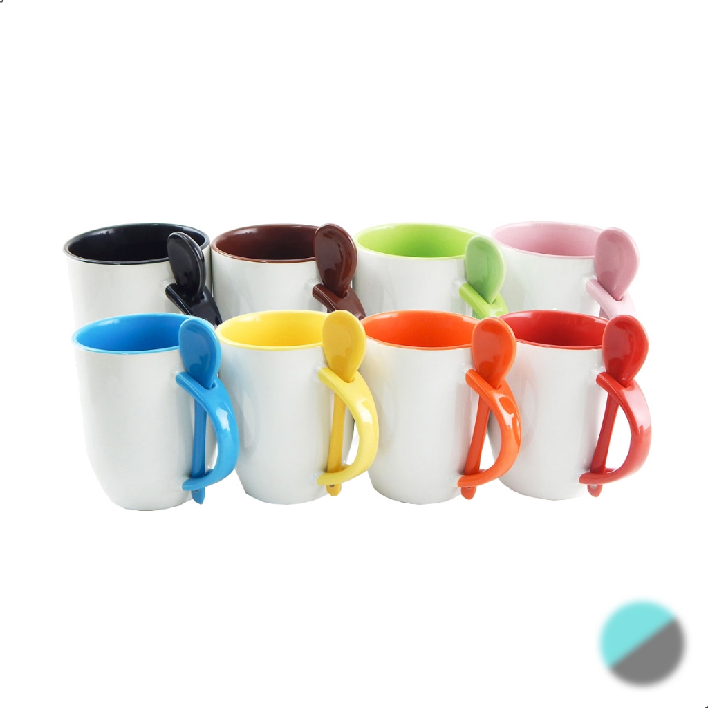 6 Caneca Para Sublimação Alça Colher Interior Colorida 325ml em Oferta na Shopee