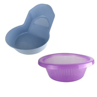 Kit Lava Tudo e Lavador de Arroz e Legumes Azul e Roxo 2 peças em Oferta na Shopee