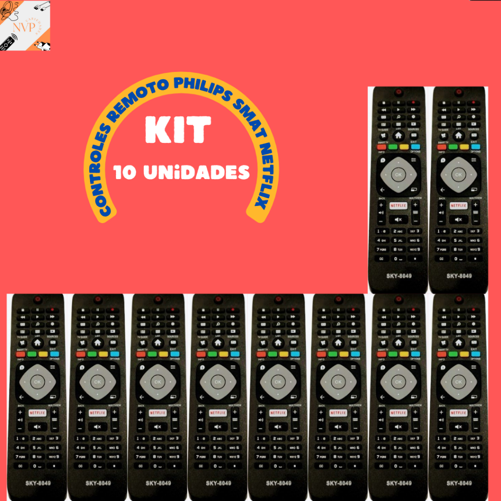 Kit 10 peças Controle Remoto Compatível Philips Smart Netflix em Oferta na Shopee
