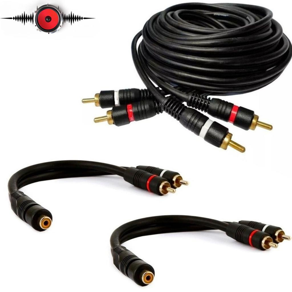 Cabo Som Automotivo Rca 5 Metros + 2 Cabos Y Emborrachado Permak Para Carro P/modulo