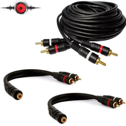 Cabo Som Automotivo Rca 5 Metros + 2 Cabos Y Emborrachado Permak Para Carro P/modulo