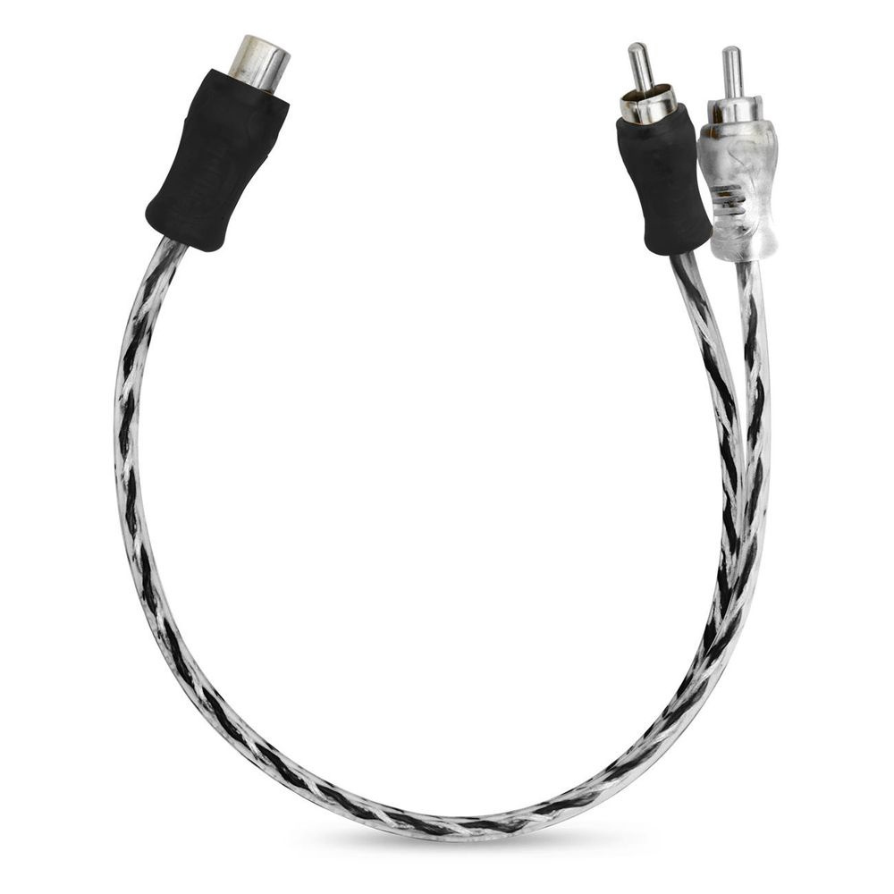 Cabo Rca Y Injetado Antiruido 1 Fêmea + 2 Machos 25cm Flexível Svart Som Automotivo