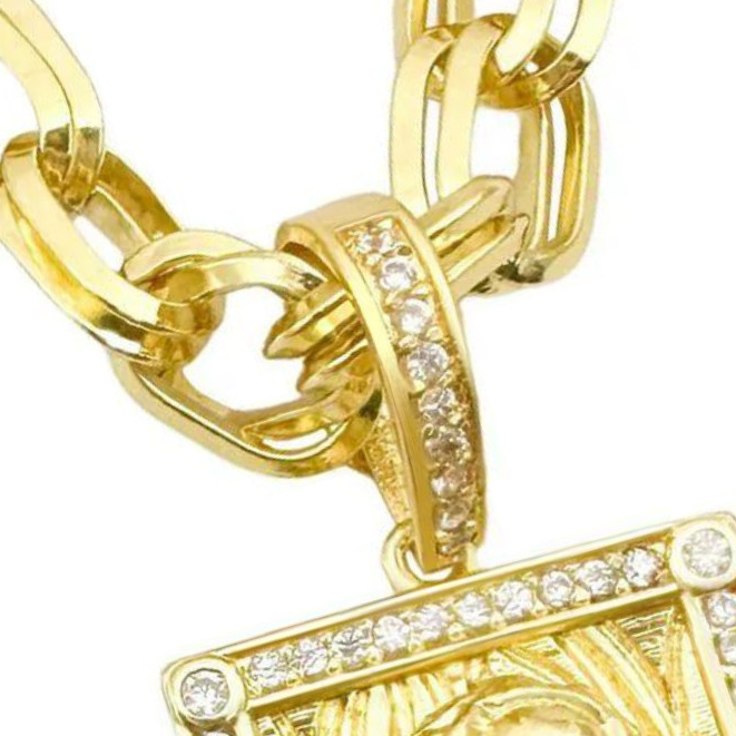 Contra Argola Ouro Cravejada Passador Pingente 1,3cm Banhado a Ouro