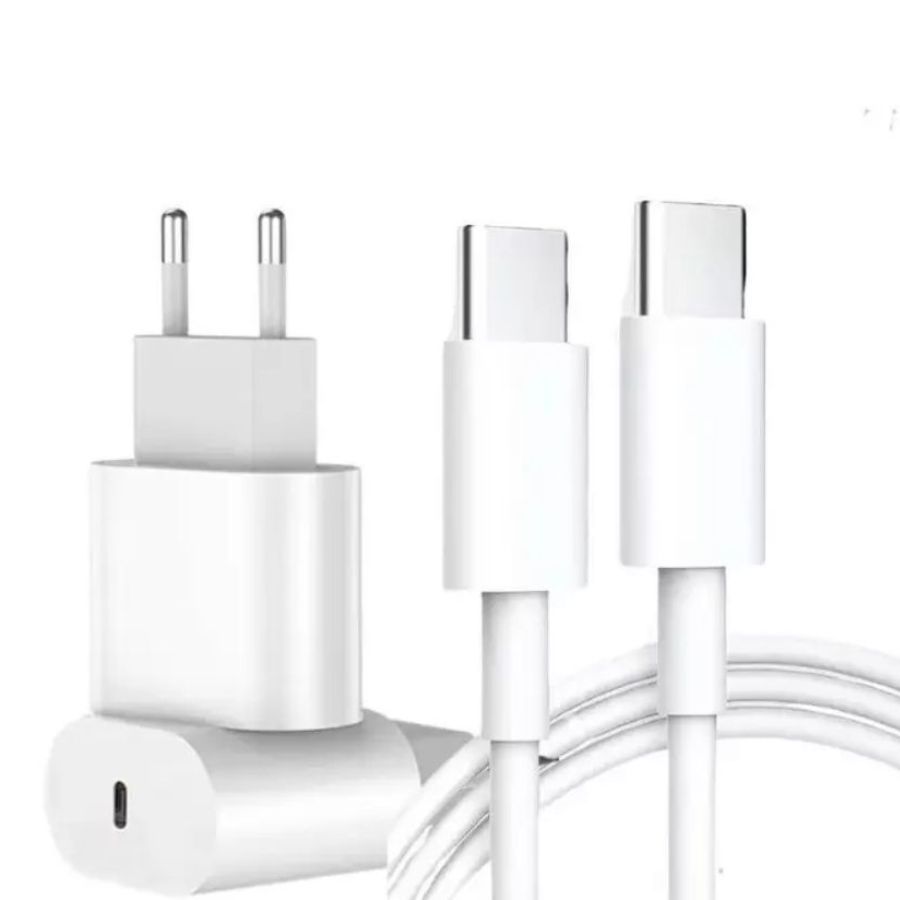 Cabo + Fonte Compatível iPhone 15 Usb-c 15 Pro 20w Turbo