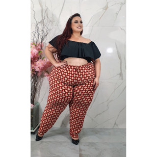 Calça Plus Size Malha Fria Estampado G1 G2 G3 e G4