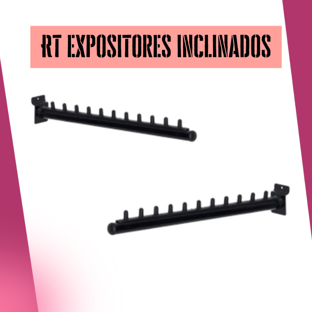 RT expositores inclinados cabineiro para painel canelado cor preto kit 10 unidades