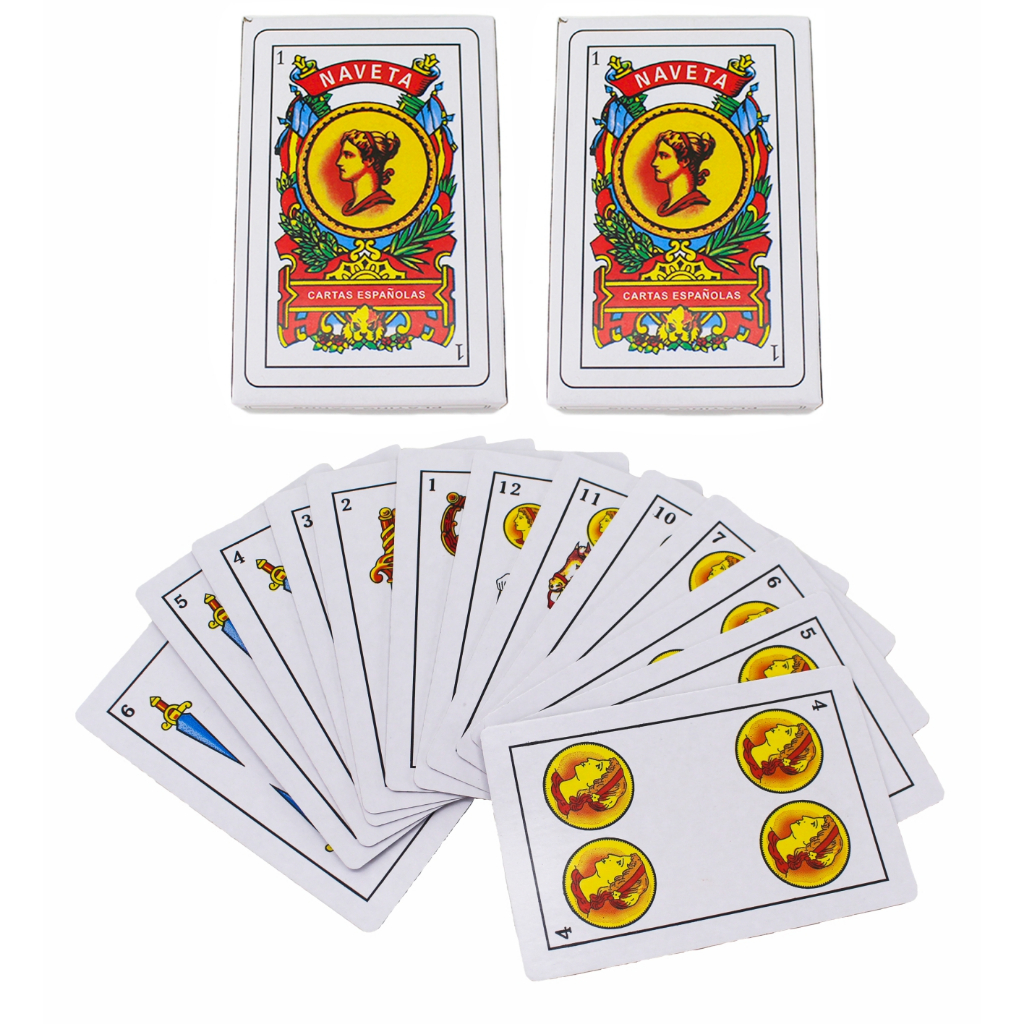 Kit 2 Baralhos Espanhol Naveta Para Truco Tradicional 40 Cartas Papel em Oferta na Shopee
