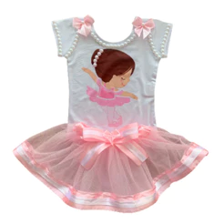 Conjunto Infantil Bailarina Rosa Body + Saia de Tule Envio Imediato