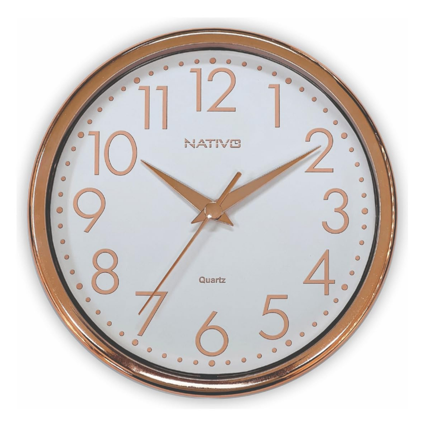 Relógio De Parede Metalizado Redondo Analógico Nativo em Oferta na Shopee