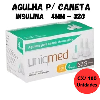 Agulha P/ Caneta De Insulina 4MM x 32G CX/100 - UNIQMED.