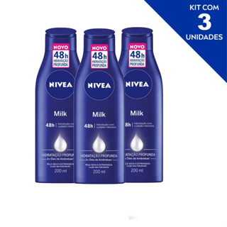 Kit Nivea Loção Hidratante Milk Hidratação Profunda 200ml - 3 un