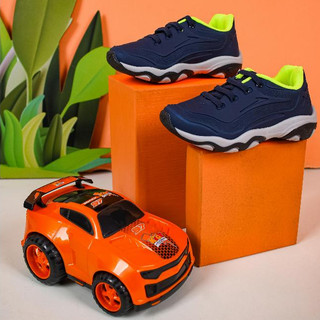 Tênis Infantil Menino Play Kidy Calce fácil Criança  Marinho e Neon com Brinquedo em Oferta na Shopee