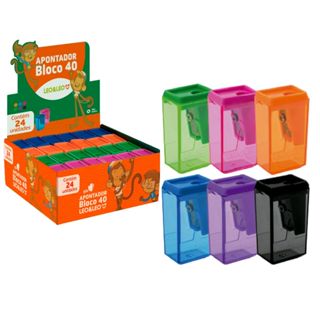 Apontador Escolar com Depósito Bloco Retangular (1 Unidade) 6cm - Leo&Leo em Oferta na Shopee
