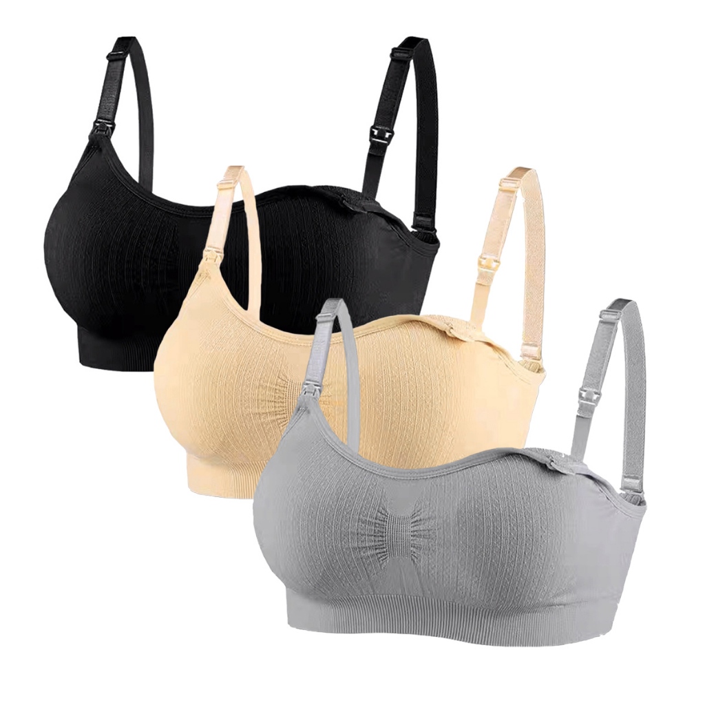 KIT 3 Sutiãs Sutian Soutien De Amamentação Bojo Removível