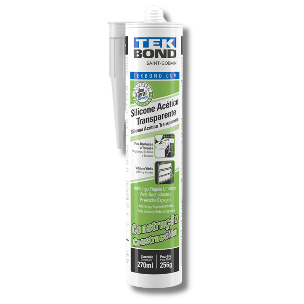 Cola Silicone TekBond Acético Incolor Transparente 256g Silicone para Fixar Cuba Vedação de Box