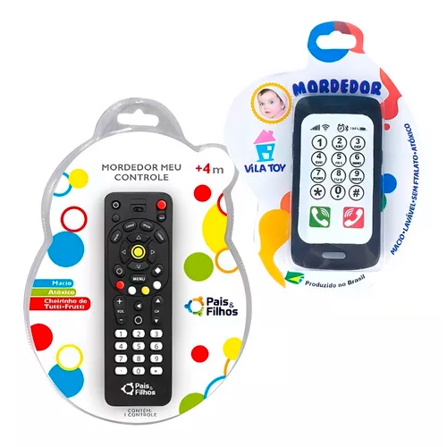 Kit Mordedor Bebê Controle Remoto e Celular com 2 Unidades Macio Anti Stress em Oferta na Shopee
