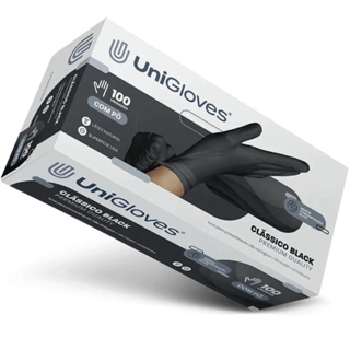 Luva de Procedimento látex com Pó Unigloves Preta cx com 100 Unidades em Oferta na Shopee