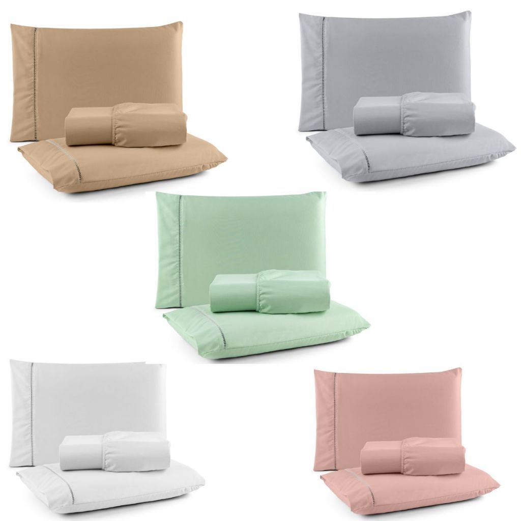 Jogo Lençol Fronha Super King 600 Fios 3 Peças Cama Acabamento e Tecido Premium Macio Ponto Palito