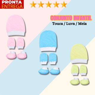 Conjunto Infantil Meia Sapatinho Luva E Touca Para Bebê em Oferta na Shopee