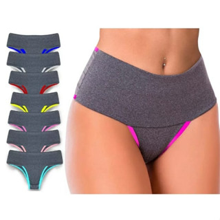Kit 10 Calcinhas seca barriga modeladora cós alto feminina