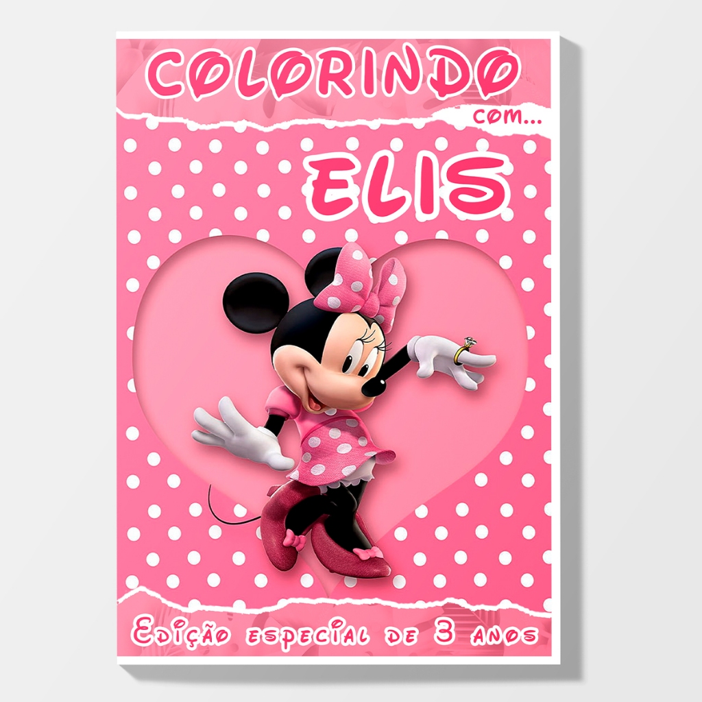 Livro de Colorir Personalizado Minnie Mouse - Lembrancinha De Aniversário Livro de colorir [Fazemos Qualquer Tema]