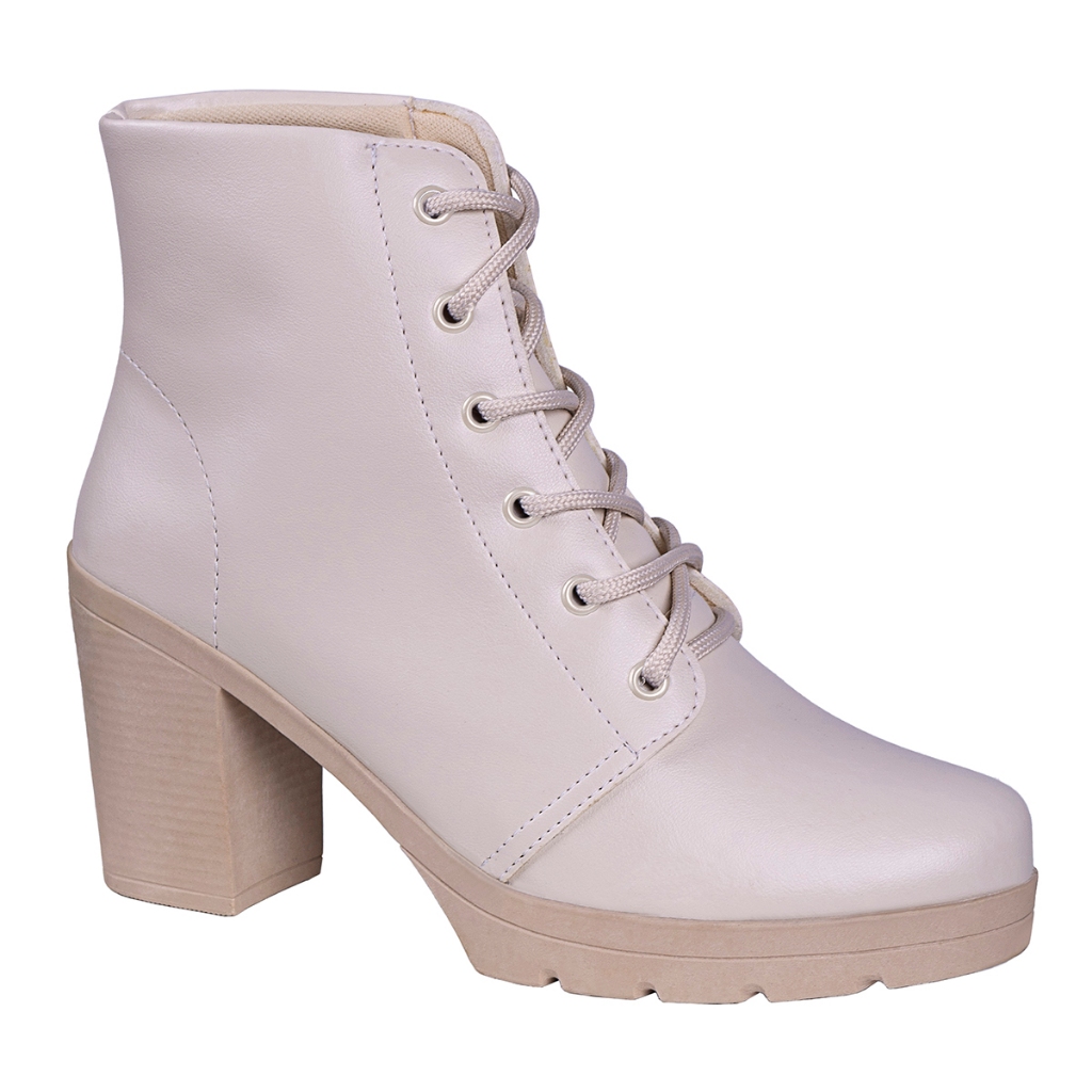 Coturno Salto Grosso Off White FemininoTratorado Blogueira - Women Shoes