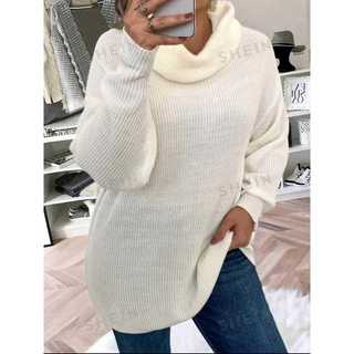 Max Blusa Trico Manga Longa Com Gola Alta Tamanho grande