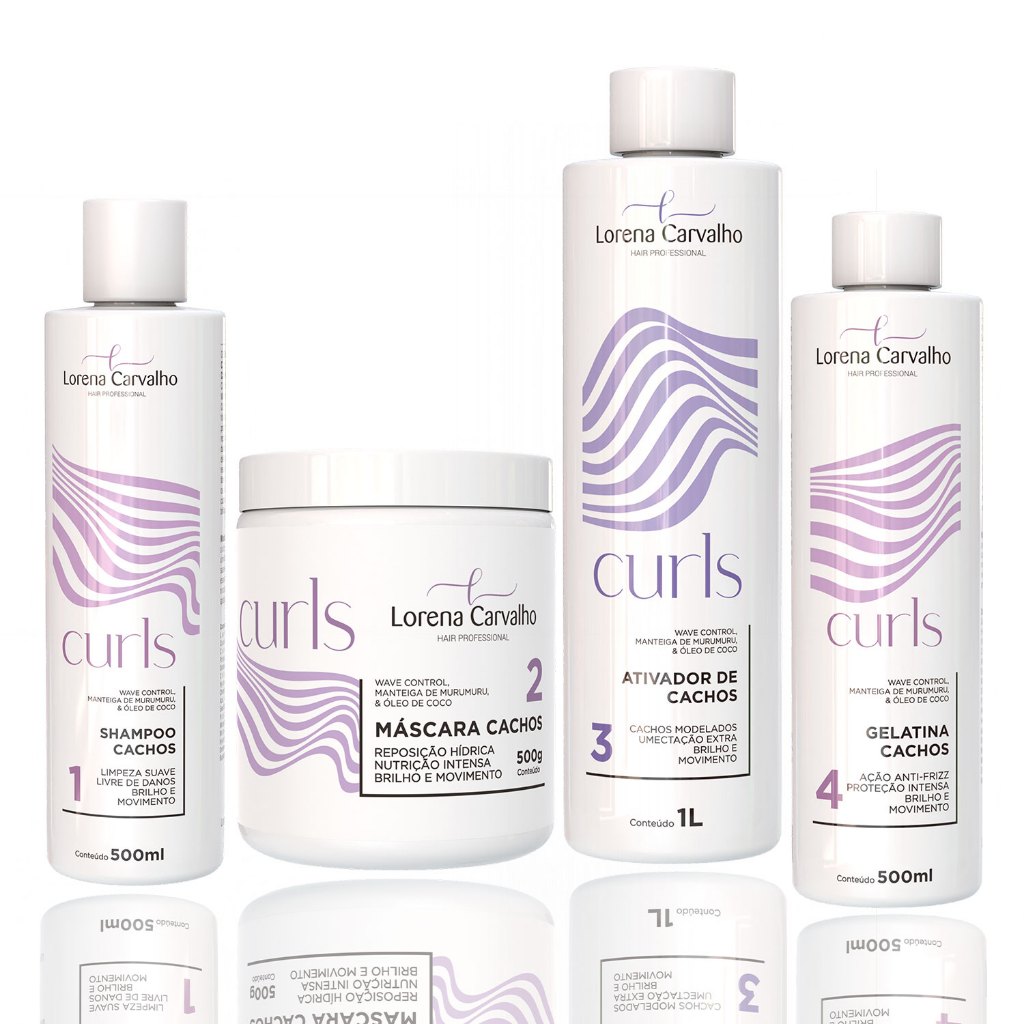 Kit Cachos Shampoo 500ml + Ativador 1L + Gelatina 500ml + Máscara 500g