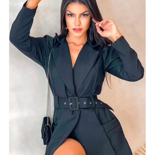 Macaquito Blazer com dois bolsos com Cinto largo modelador outono/inverno 2023 linha premium