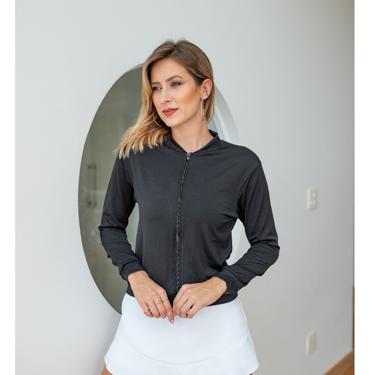 Jaqueta Feminina Lisa com Zíper Academia: Jaqueta Básica Dia a Dia - Várias Cores em Oferta na Shopee