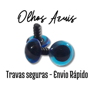 Olhos com travas para amigurumi - Azul - 50 unidades em Oferta na Shopee