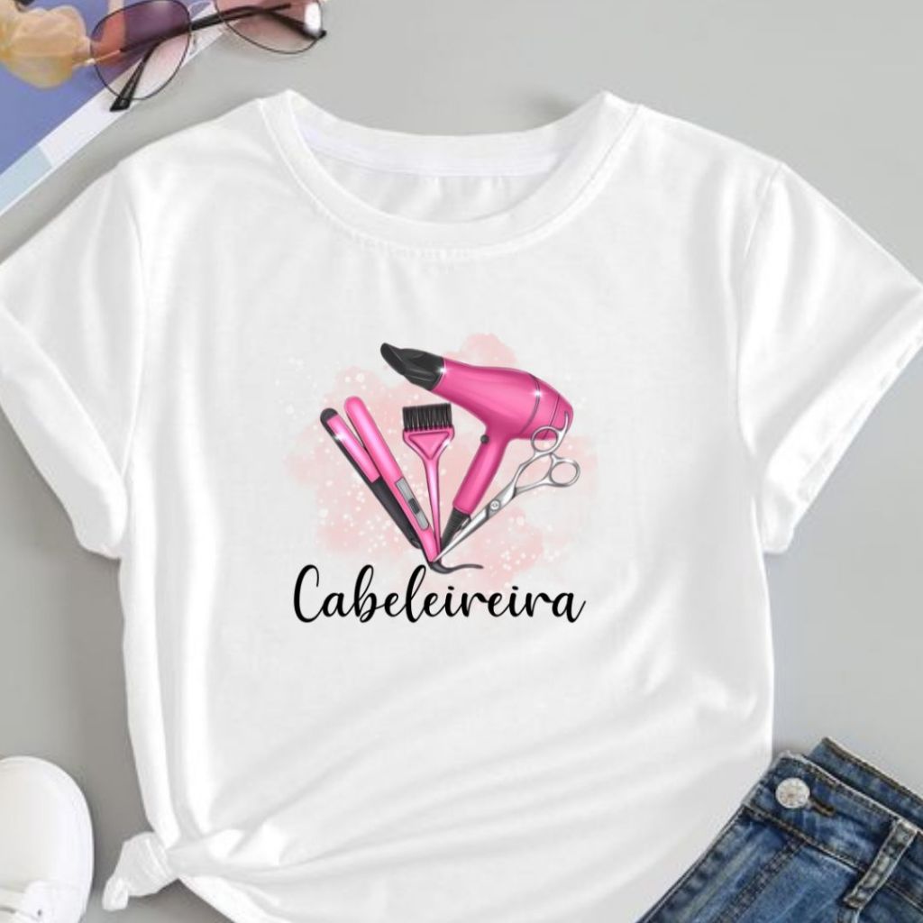 T-shirt Feminina Blusa Cabeleirereira Ícones da Profissão