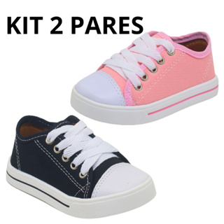Kit 2 Pares Tênis Infantil Menina e Menino Star Escolar Confortável Antiderrapante em Oferta na Shopee