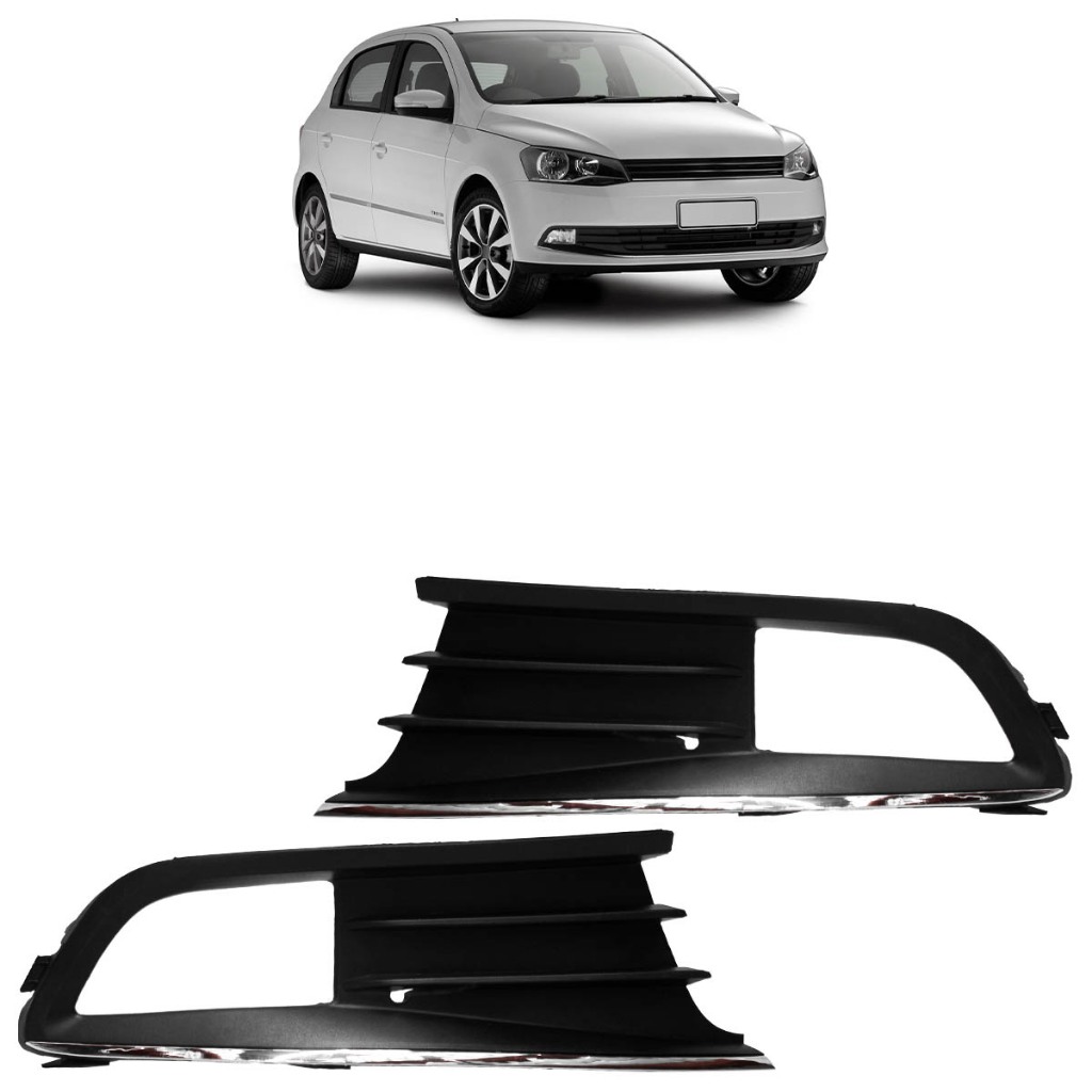 Moldura Grade Milha Gol G6 2012 2013 Preto Com Friso Cromado em Oferta na Shopee