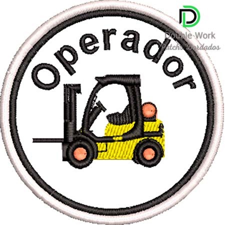 Patch Bordado Operador de empilhadeira 8x8 cm - TEXTO LIVRE - Seu Nome ou Função