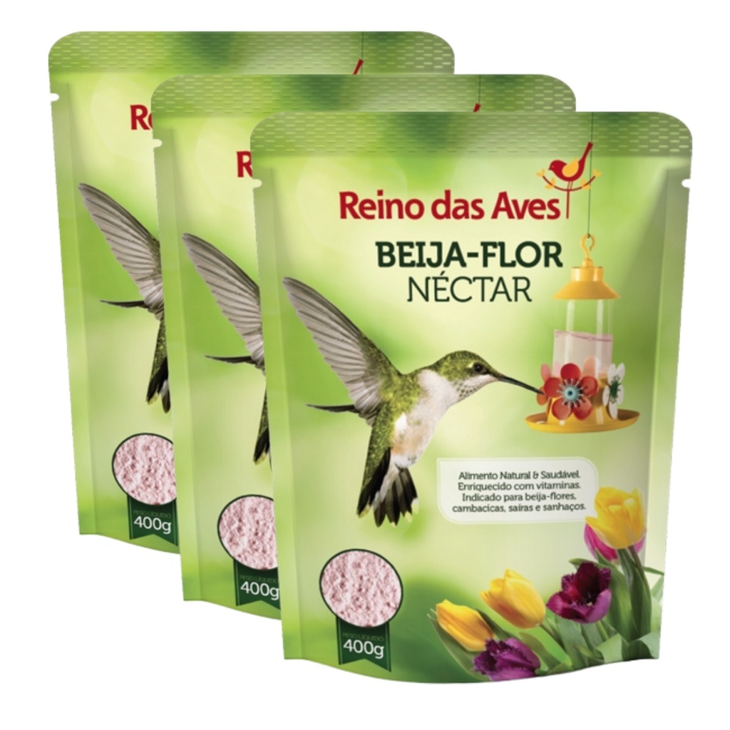 kit 3un Nectar Para Beija Flor Refil 400g - Reino das aves em Oferta na Shopee