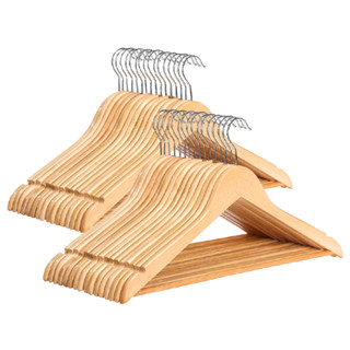 Kit 10 Cabide Madeira Premium para Roupas Marfim Atacado Verniz Cabides