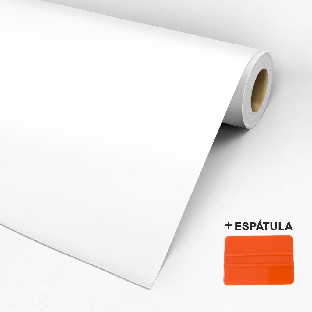 Adesivo Vinil Lavável Branco Fosco + Espátula de Aplicação  - Vinil Autocolante Para Envelopamento