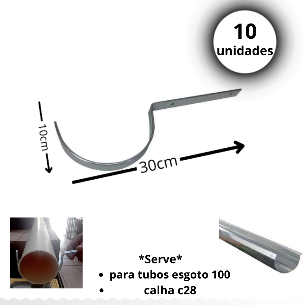 10 PEÇAS SUPORTE CALHA C28 GALVONIZADA em Oferta na Shopee