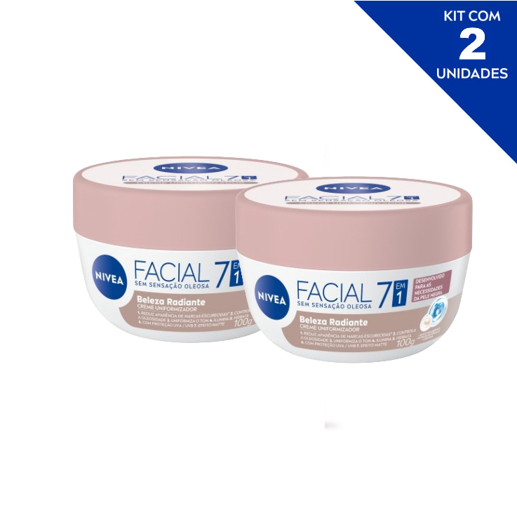 KIT NIVEA Hidratante Facial Beleza Radiante 7 em 1 - 100g - 2 Unidades
