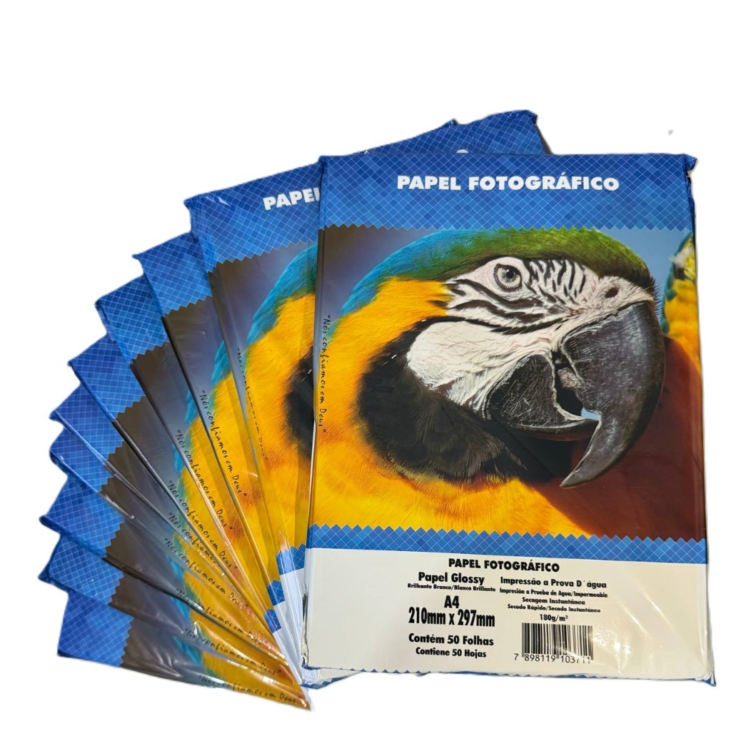 Kit 10 pacotes - 500 Folhas - de Papel Fotográfico A4 Glossy 180g  Masteprint Foto