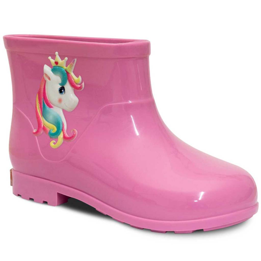 Bota Infantil Galocha Feminina 21ao26 Botinha Menina Unicórnio 09.40