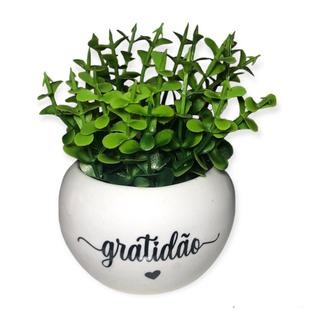 Kit 4 Vasos Porcelana Decorativos Escrita Suculentas Plantas Jardim Jardinagem Casa Decoração