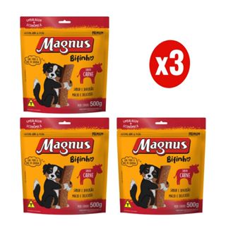 Kit 3 Magnus Bifinhos Mastigáveis 500g para Cães Sabor Carne Adimax em Oferta na Shopee