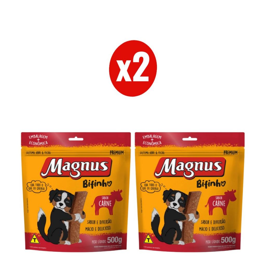 Kit 2 Magnus Bifinhos Mastigáveis 500g para Cães Sabor Carne Adimax em Oferta na Shopee