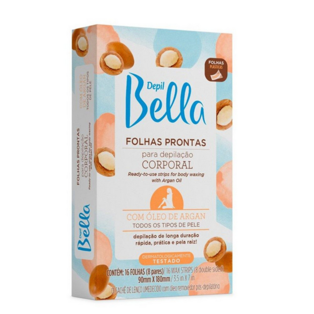 Depil Bella 16 Folhas Prontas Corporal Com Óleo De Argan