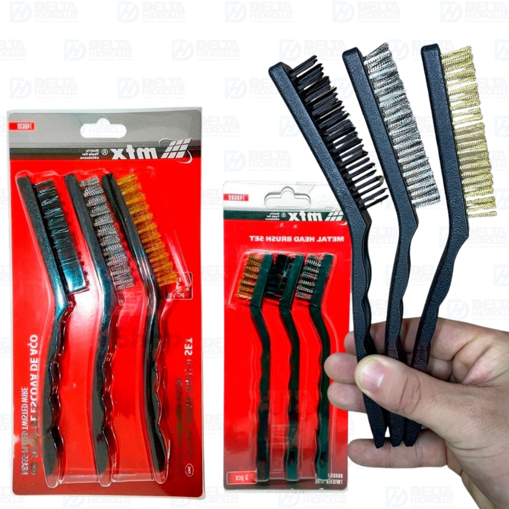 Kit 3 Escovas Para Limpeza Aço Carbono Nylon e Latão MTX em Oferta na Shopee
