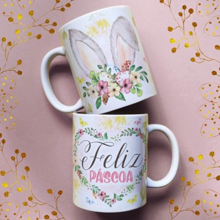 Caneca Personalizada Feliz Páscoa Abençoada Coelhinho Para Presente em Oferta na Shopee